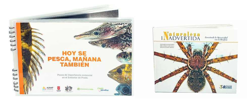 imágenes de los libros relacionados con cavfish, Hoy se pesca mañana también y Naturaleza Inadvertida Ediciones Unibagué